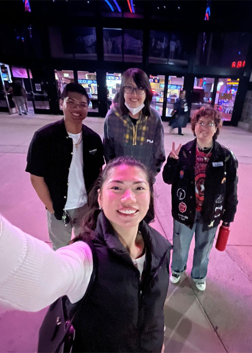 Students outside the Regal Edwards Cinema in Mira Mesa 