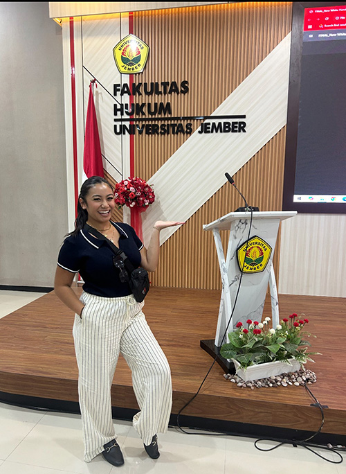woman posing in University of Jember, Indonesia